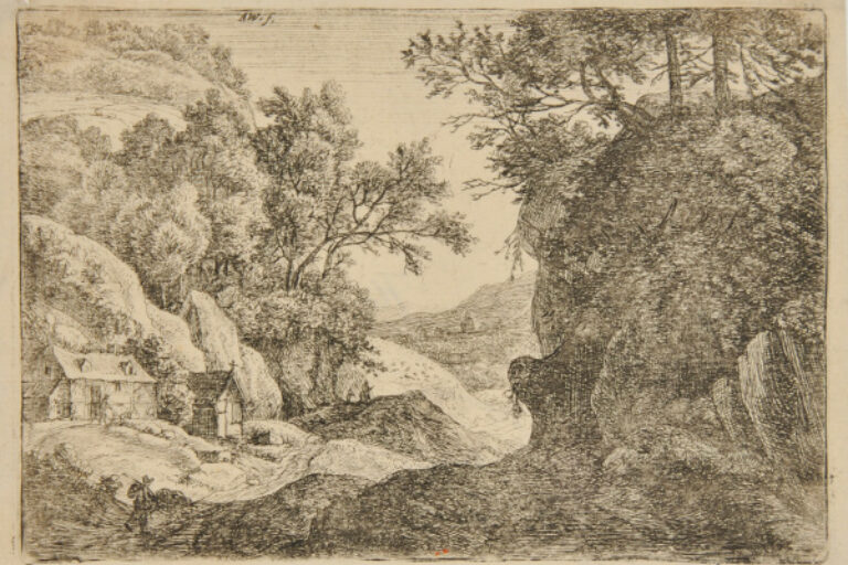 TWO COTTAGES AT THE FOOT OF A MOUNTAIN