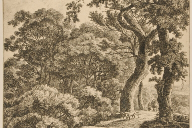 TWO TRAVELERS RESTING IN THE WOODS