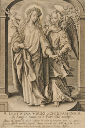 Saint Lydtwina Receiving a Branch of Roses from an Angel