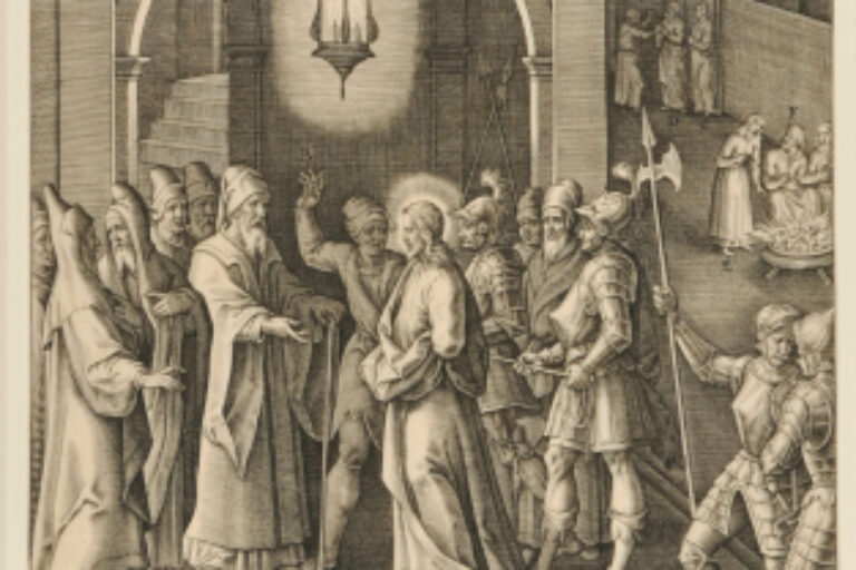 CHRIST BEFORE THE HIGH PRIEST ANNAS; PETER DENIES CHRIST