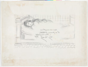 Orientale sur lit de repos, sol de carreaux rouges