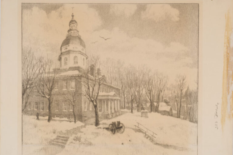 SNOWSCAPE OF MARYLAND STATE HOUSE AT ANNAPOLIS