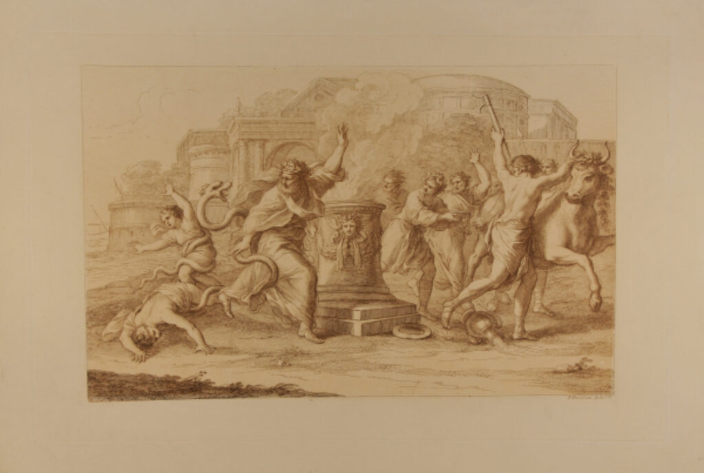 (Figures being attacked by serpents)