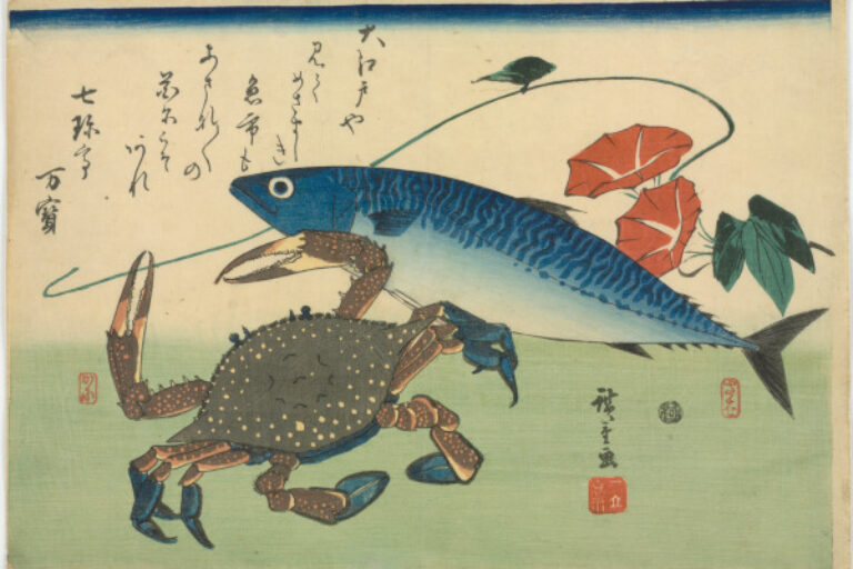 CRAB AND MACKEREL WITH MORNING GLORIES