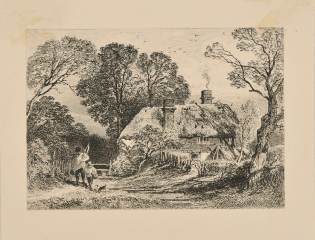 Peasant and Boy with Dog Coming Down Road