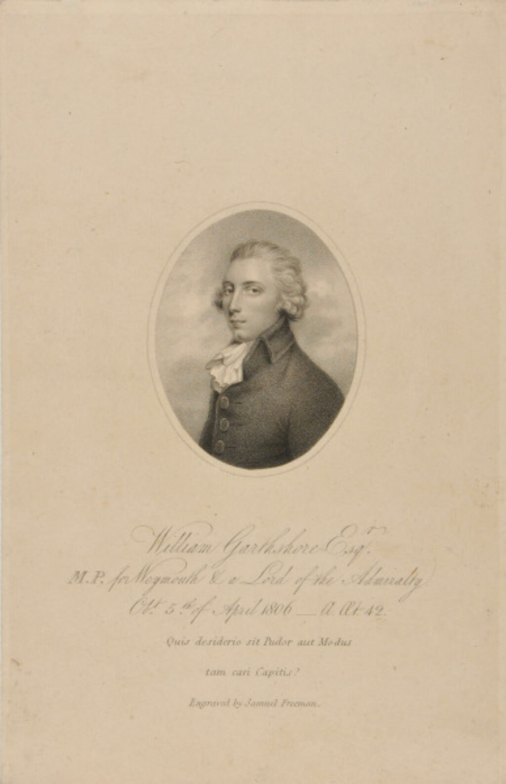 William Garthshore Esq., M.P. for Weymouth and a Lord of the Admiralty