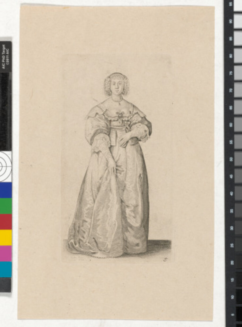 Woman with Ribbon Girdle Wearing Gloves