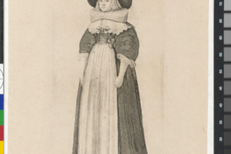 LADY WITH WIDE-BRIMMED HAT AND A RUFF, ARMS AT HER SIDES