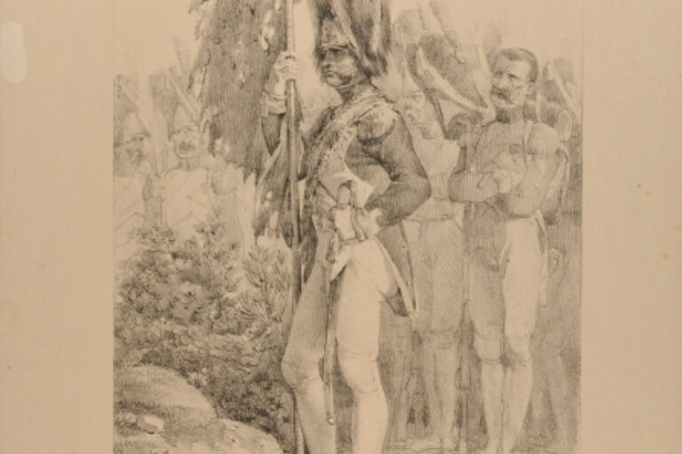 GRENADIERS A PIED, OFFICIER PORTE DRAPEAU