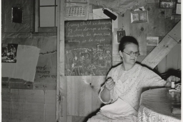 MRS. HULL IN ONE-ROOM DUGOUT BASEMENT HOME, DEAD OX FLAT, MALHEUR COUNTY, OREGON