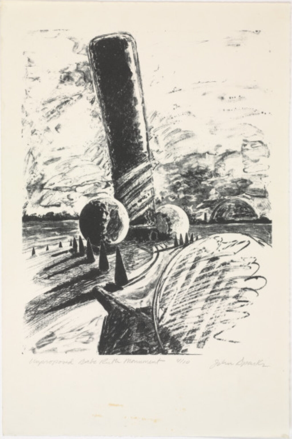 From the portfolio “The New Architectural Monuments of Baltimore City: Acrostical Structures by Jonathan Williams; Visionary Prints by John Sparks”