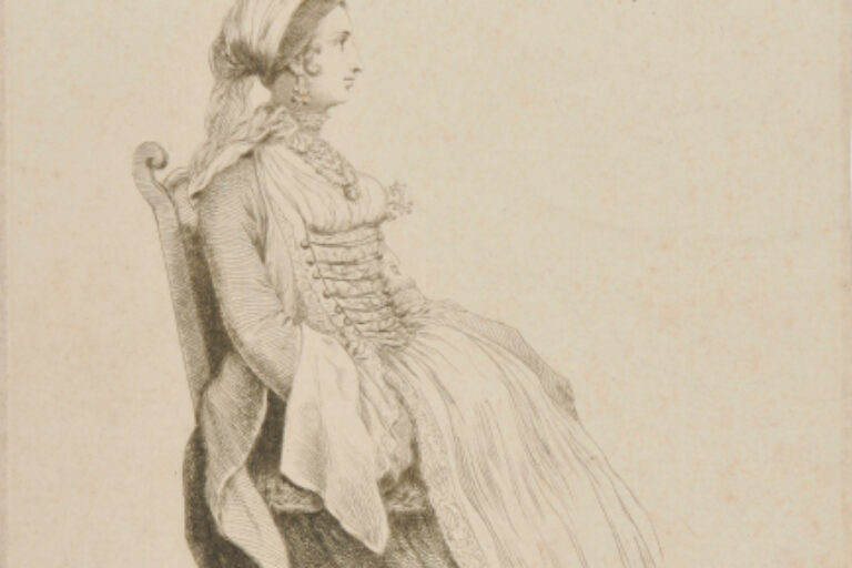 WOMAN, SITTING IN A CHAIR, TURNED TO RIGHT