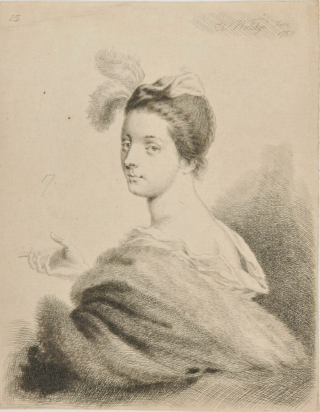 Half Length of Lady Wearing Plumes in Her Hair