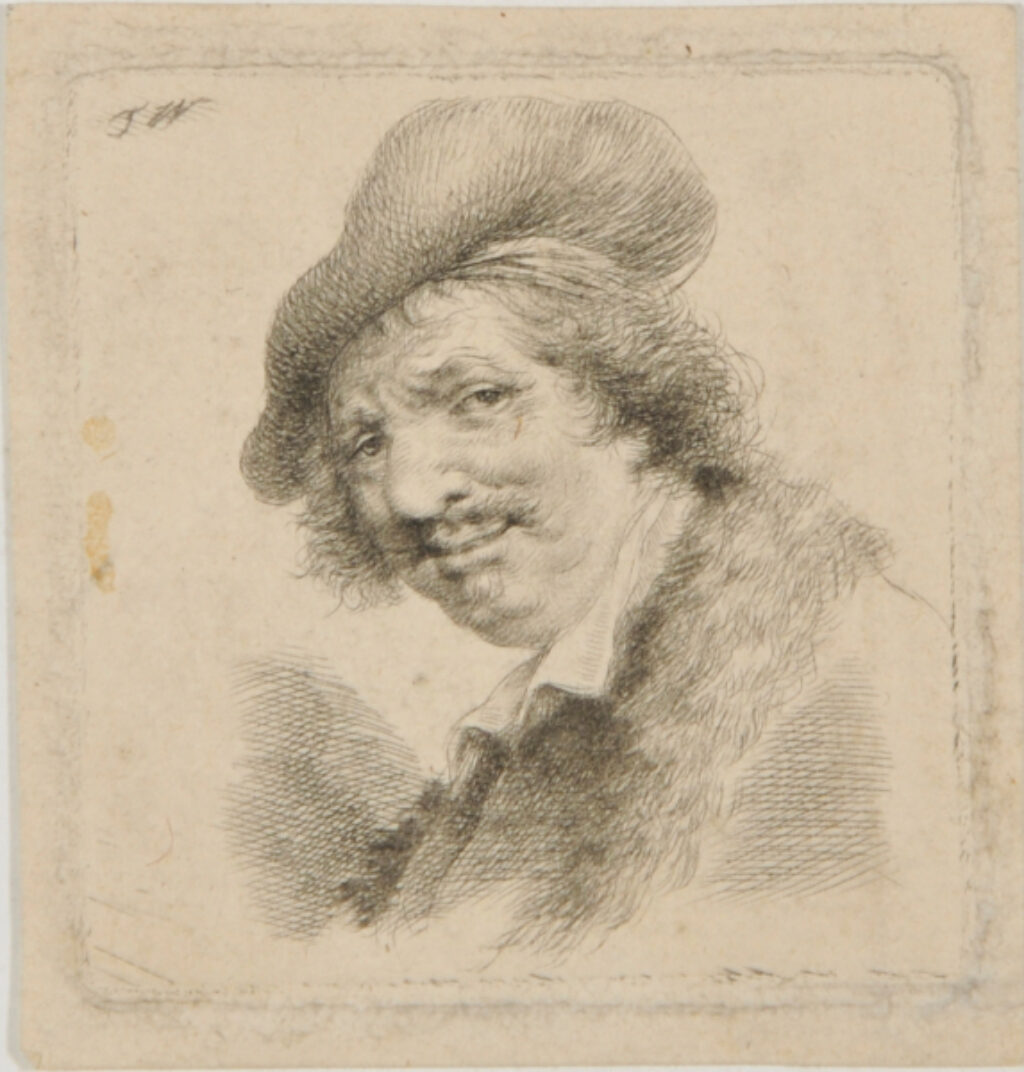 Head of Man, Turned to Left, Wearing Round Cap