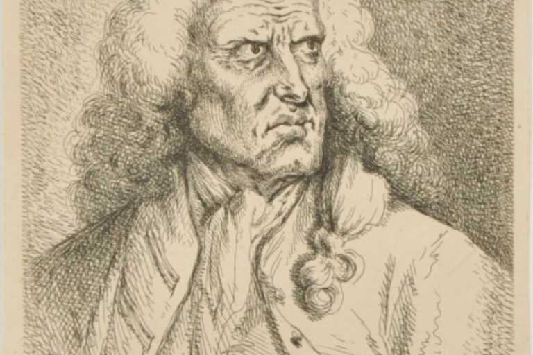 PORTRAIT HEAD OF AN OLD MAN WITH LONG CURLY WIG