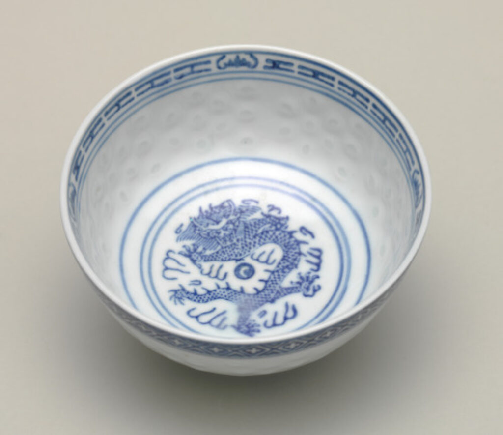Bowl Stenciled-Decorated with Dragon and Pearl - Image 1