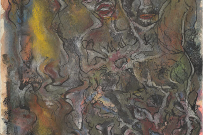 TWO FACES IN SWIRLING DARKNESS