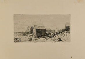 Fishermen’s Huts, with Woman and Girl