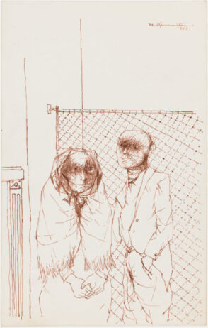 Man and Woman in Front of a Fence