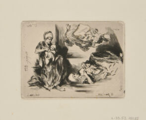 Trois Croquis d’une Femme Tenant un Enfant