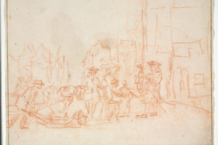 TOWN WITH TRAVELING THEATER (RECTO); STREET SCENE (VERSO)