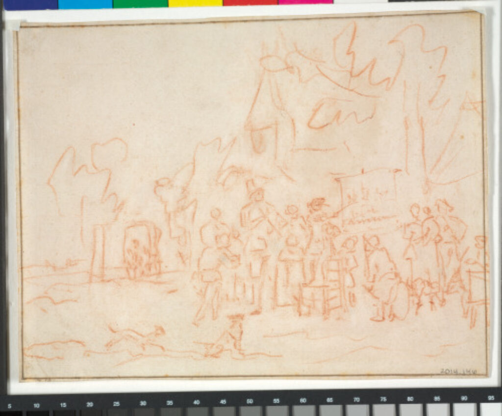 Town with Traveling Theater (recto); Street Scene (verso) - Image 3