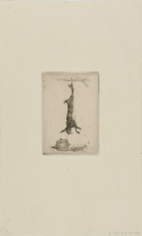 Lièvre pendu par les pattes