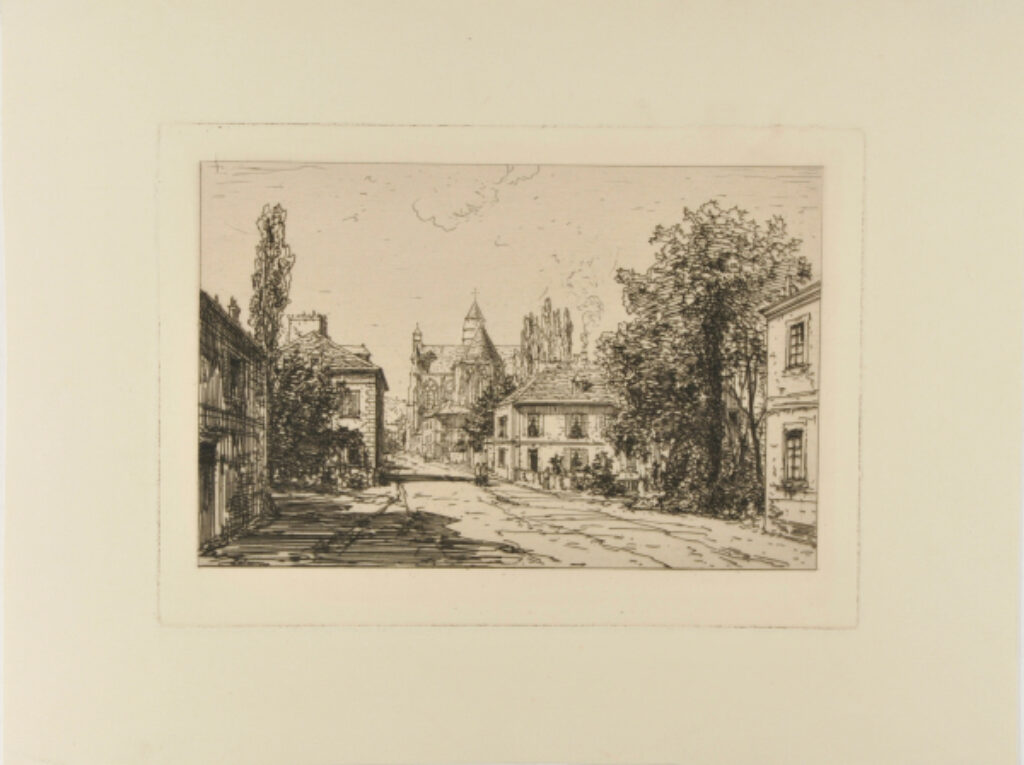 Vue de l’Église et Entrée du Village d’Essômes (près Château-Thierry)