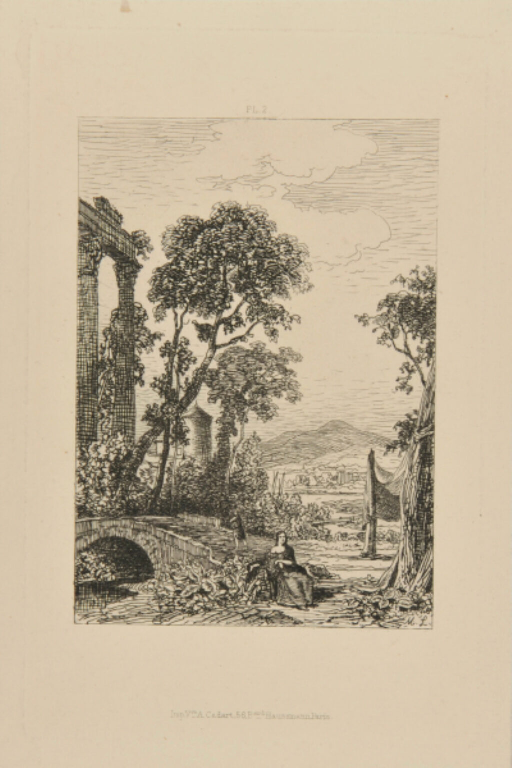 Woman Seated at a Bridge in Ruins