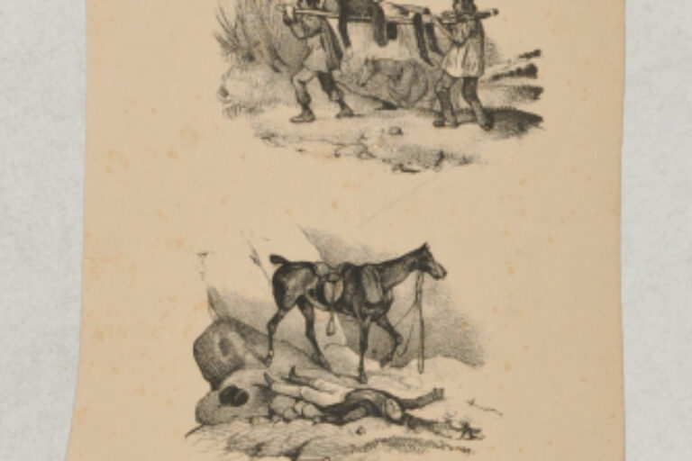 VIGNETTE FROM "THE VARIOUS PLEASURES OF EQUITATION ILLUSTRATED IN TWENTY-TWO SKETCHES WHICH ALL SHOW HORSEMEN BEING INJURED"
