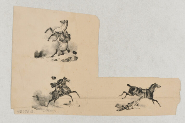 VIGNETTE FROM "THE VARIOUS PLEASURES OF EQUITATION ILLUSTRATED IN TWENTY-TWO SKETCHES WHICH ALL SHOW HORSEMEN BEING INJURED"