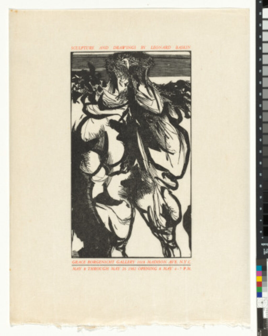 Announcement for the Exhibition “Sculpture and Drawings by Leonard Baskin” at the Grace Borgenicht Gallery in New York (May 8 – May 26, 1962)