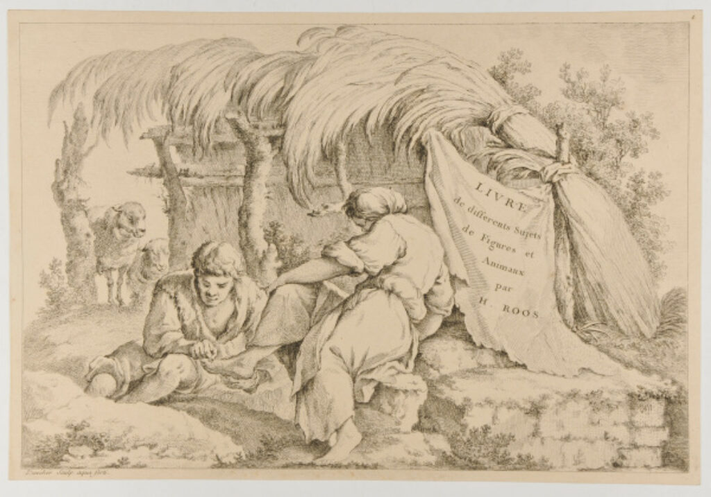 Title Plate/Plate 1 from the series “Livre des differente sujets de Figures et Animaux par H. Roos”