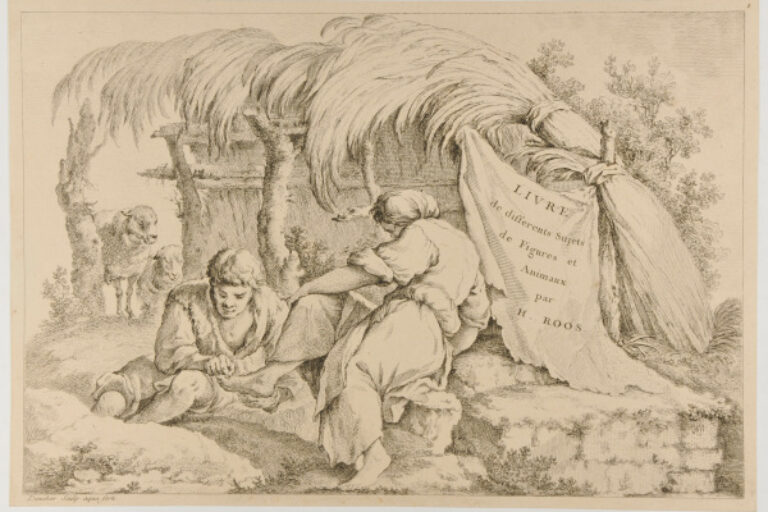 TITLE PLATE/PLATE 1 FROM THE SERIES "BOOK OF DIFFERENT SUBJECTS OF FIGURES AND ANIMALS BY H. ROOS"