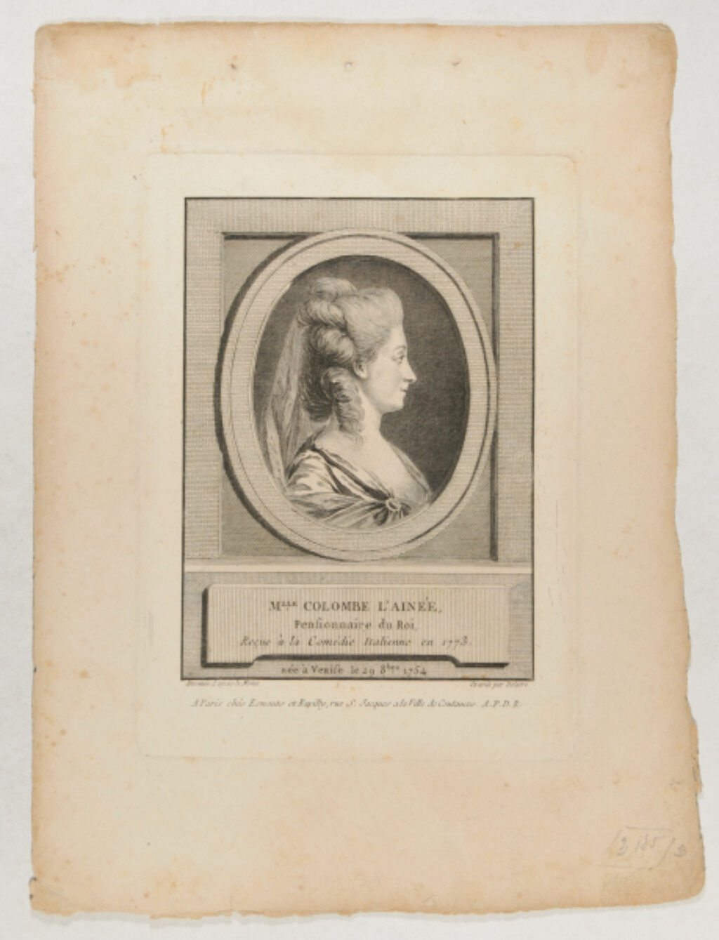 Portrait of Marie-Theodore Thérèse Ruggieri, known as Mademoiselle Colombe