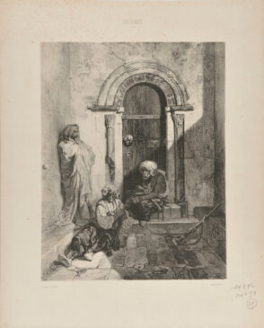 Three Executioners Outside an Arched Doorway of a Prison