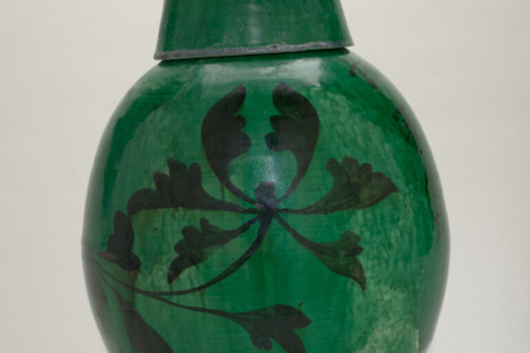 Covered Wine Jar with Painted Peonies and Inscription