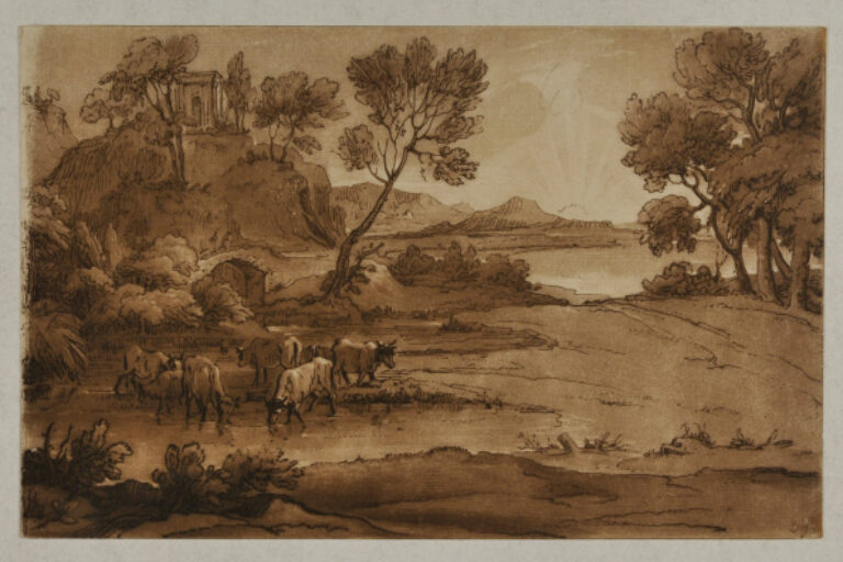 LANDSCAPE WITH CATTLE AT SUNRISE