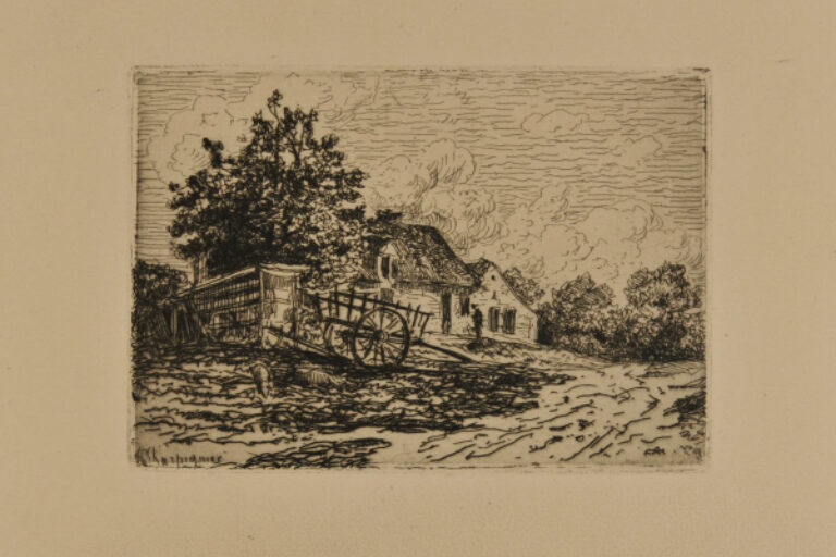 CART IN FRONT OF A FARM