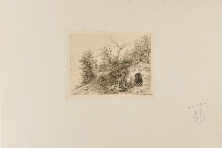 LANDSCAPE WITH FIGURE SEATED ON A HILLSIDE