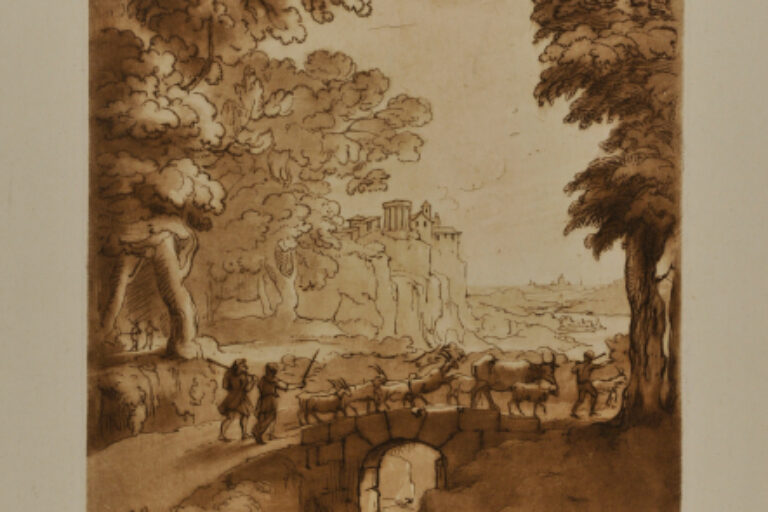 PASTORAL LANDSCAPE WITH STONE BRIDGE