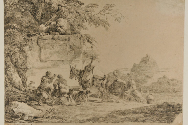 LANDSCAPE WITH TWO MEN RESTING BY A WELL