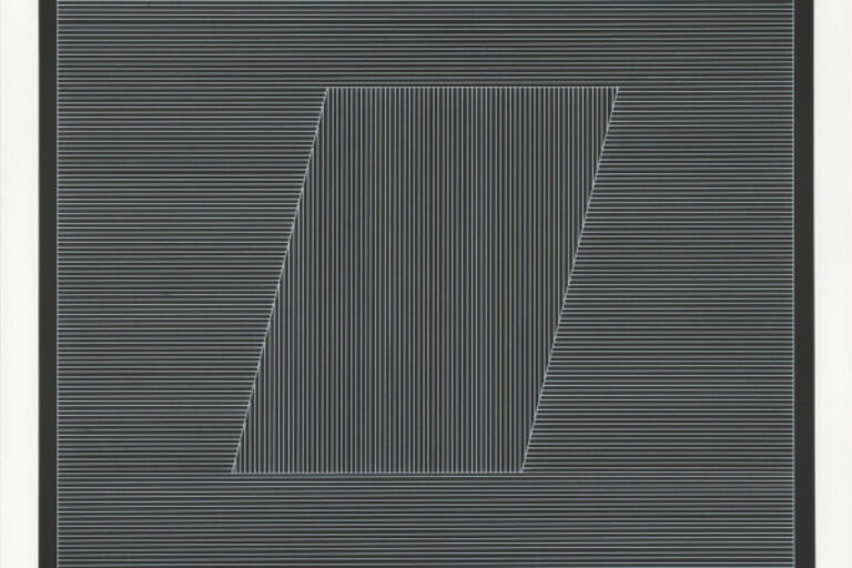 NINE GEOMETRIC FIGURES (WHITE LINES ON BLACK)