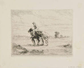 Deux chevaux de halage sx’éloignant